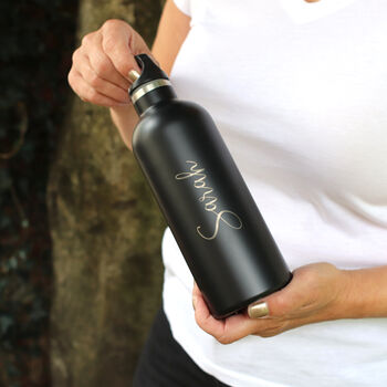 Personalised #Hydrate Reusable Black Water Bottle, 3 of 6