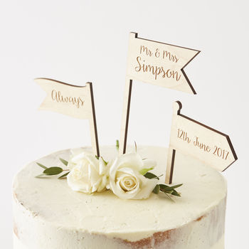 Personalised Wooden Flags Cake Topper, 2 of 8