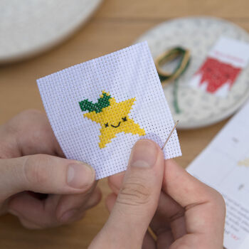 Kawaii Christmas Star Mini Cross Stitch Kit, 8 of 12