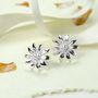 Sterling Silver Polished Daisy Stud Earrings, thumbnail 1 of 4