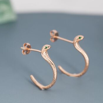 Cobra Snake Stud Earrings In Sterling Silver, 5 of 11