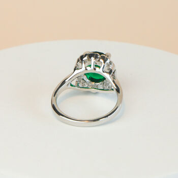 Green Oval Crystal Silver Ring, 2 of 3