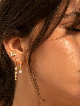 Sterling Silver Cluster Leaf Stud Earrings For Women, 2 of 4