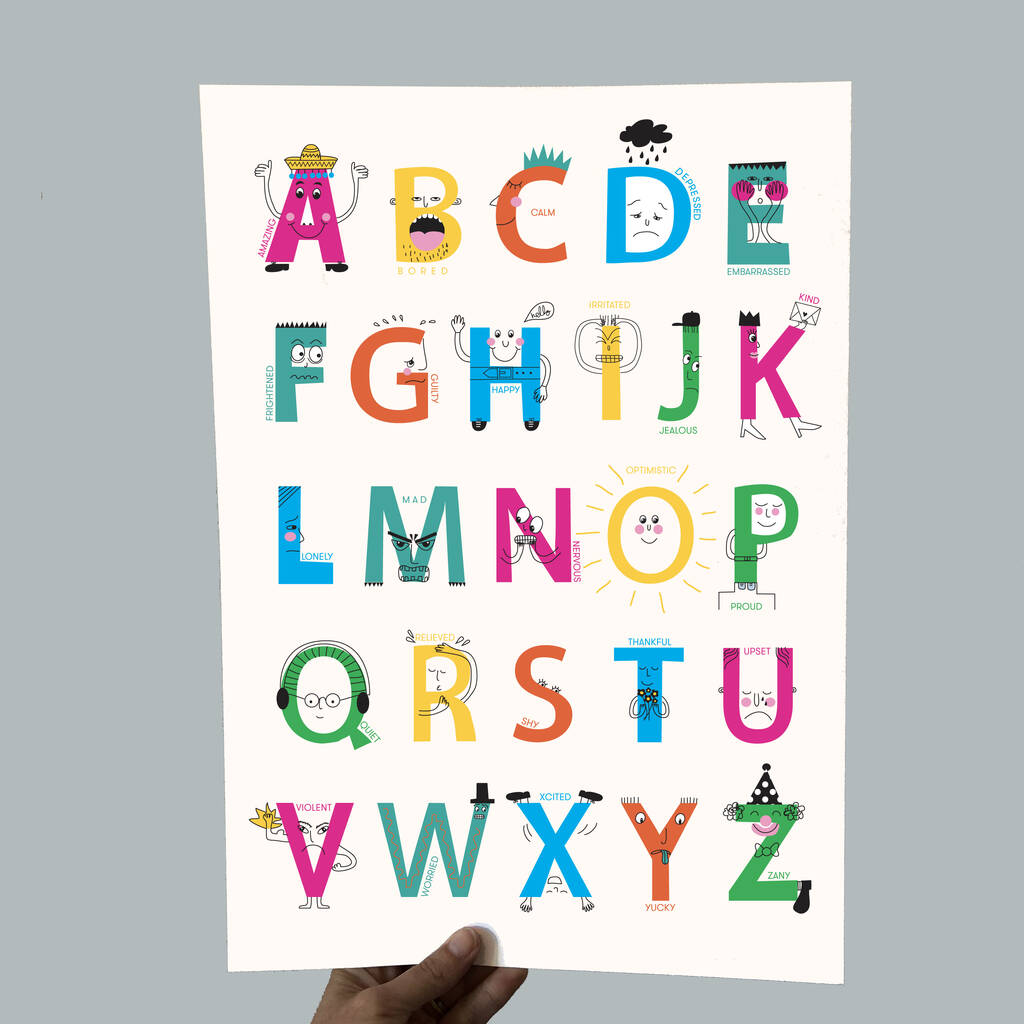 a z of feelings alphabet print by karin akesson design