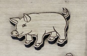 Wooden Farm Set Cake Charms, Wooden Animal Cake Set, 3 of 3
