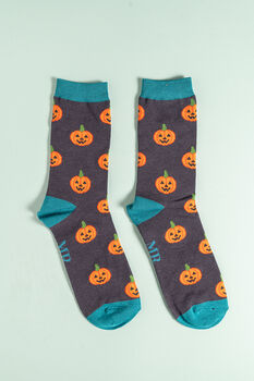 Halloween Pumpkin Bamboo Socks, 3 of 7