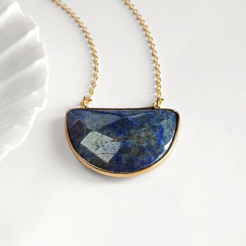 Lapis Lazuli Gemstone Crescent Moon Necklace, 2 of 3