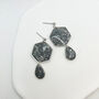 Black And Silver Foil Geometric Statement Earrings, thumbnail 4 of 10
