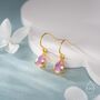 Sterling Silver Tourmaline Pink Pear Cut Cz Drop Earrings, thumbnail 4 of 10