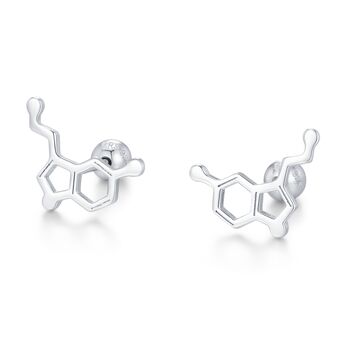 Happiness Molecules Serotonin 18 G Screw Back Stud Earrings With Ball Backs, 6 of 12