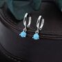 Sterling Silver 4mm Blue Turquoise Hoop Earrings, thumbnail 1 of 12