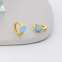 Blue Opal Heart Huggie Hoop Earrings Sterling Silver, thumbnail 4 of 12