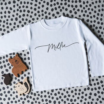 Personalised Delicate Script Toddler T Shirt, 2 of 12