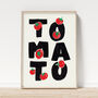 Maximal Tomato Print – Hand Drawn Fruit Illustration With Bold Typography Wall Art, thumbnail 3 of 7