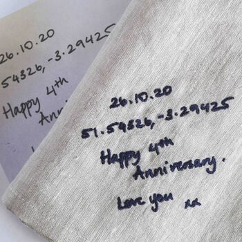 Personalised Hand Writing Linen Napkin Gift, 3 of 9