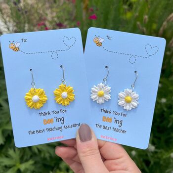 Thank You Teacher Flower Daisy Clay Earrings, 2 of 2