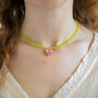 Pistachio And Raspberry Heart Gelato Necklace, thumbnail 2 of 6