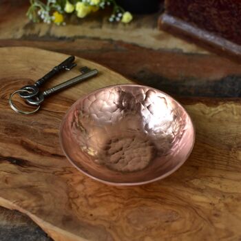 22nd Anniversary Small Hammered Copper Ring Bowl, 5 of 8