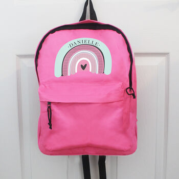 Kids Rainbow Pink Backpack Personalised, 2 of 5