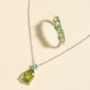 Emerald And Peridot Pear Cut Half Eternity Band In Sterling Silver And Gold Vermeil, thumbnail 7 of 11