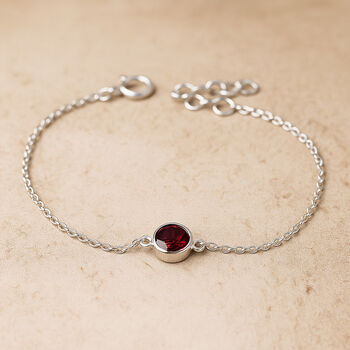 Sterling Silver January Garnet Birthstone Bracelet, 2 of 6