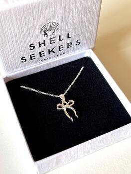 Sterling Silver Bow Pendant Necklace, 6 of 7