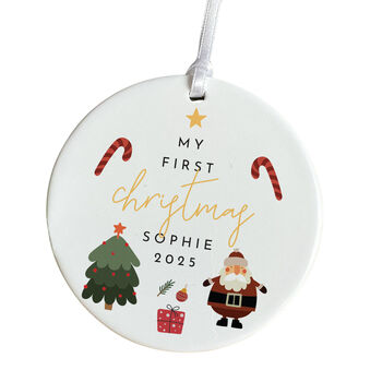 Personalised First Xmas Ceramic Ornament Gi̇ft, 2 of 7