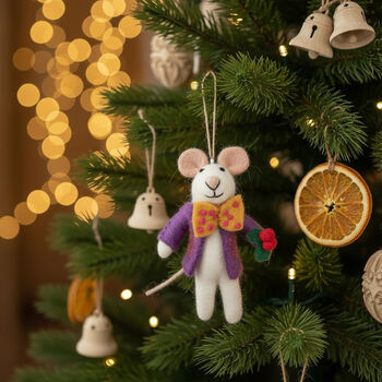 Handmade Jingle Whiskers Christmas Mouse Hanging Dec, 2 of 4