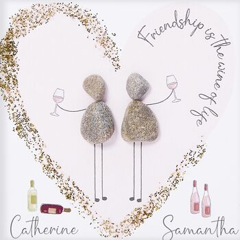 Personalised Best Friend Glitter Pebble Picture, 3 of 3