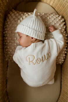 Three Piece Personalised Knitted Cardigan Baby Gift, 3 of 8