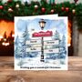 Family Christmas Card Personalised Signpost, thumbnail 1 of 2