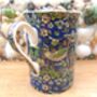 Set Of Six Straight Mugs In Blue Strawberry Thief Design, thumbnail 8 of 10