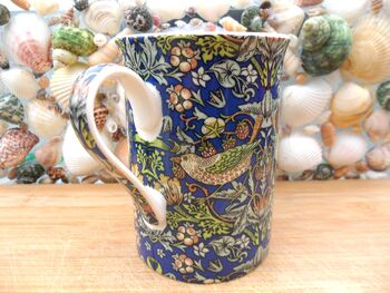 Set Of Six Straight Mugs In Blue Strawberry Thief Design, 8 of 10