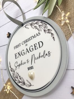 First Christmas Engaged Personalised Decoration, 2 of 3