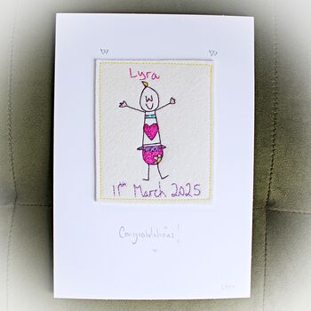 Personalised New Baby Card, Embroidered, 2 of 10