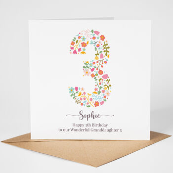 Floral Fun Personalised 3rd Birthday Card, 3 of 5