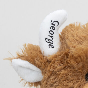 Brown Highland Cow Soft Toy+Personalised Horn+Gift Bag, 2 of 11