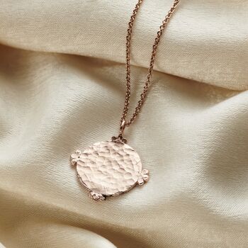 Personalised Cluster Crown Hammered Disc Necklace, 2 of 6