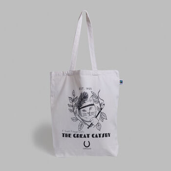 The Great Catsby Literary Cat Organic Cotton Tote Bag, 2 of 4