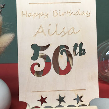 Personalised 50th Birthdays Wooden Card, 5 of 7
