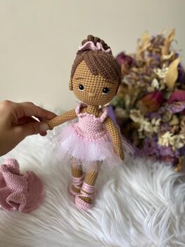Handmade Crochet Ballerina Doll, Amigurumi Toy, 3 of 7
