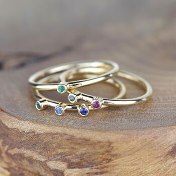 Solid 9ct Gold Custom Single Birthstone Stacking Ring, 8 of 9