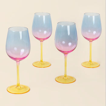 G Decor Set Of Four Wine Glasses With A Rainbow Hue, 2 of 4