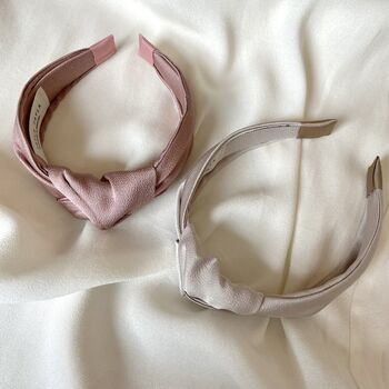 Satin Knotted Headband Pink Or Taupe, 6 of 6