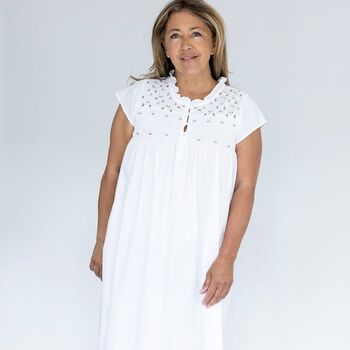 Women's Personalised White Cotton Rosebud Nightdress, 2 of 7