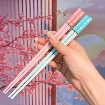 Five Pairs Cherry Blossom Reusable Fiberglass Chopstick, 4 of 4