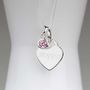 Engraved Silver Heart Necklace With Birthstone, thumbnail 2 of 6