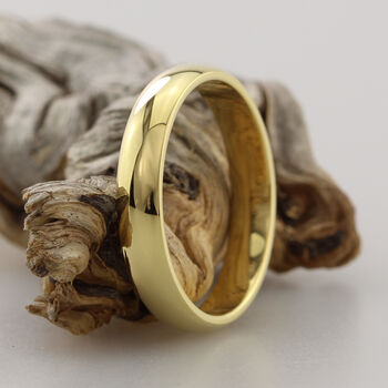 Men's 18ct Gold Polished D Shape Wedding Ring, 3 of 5