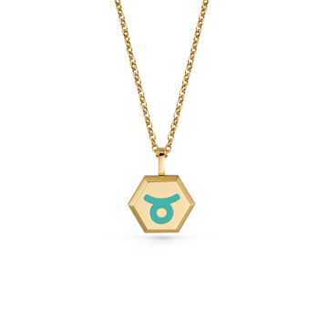 Zodiac Gold Glowing Pendant Necklace With Uv Keyring Torch, 5 of 12