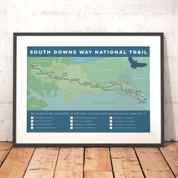 South Downs Way Art Print With Map And Tick List, 4 of 8